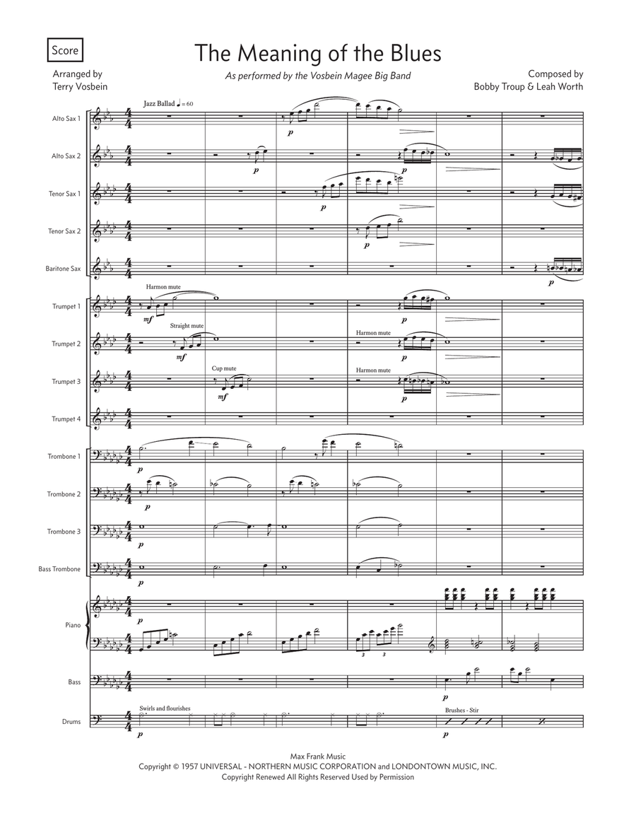 The Meaning Of The Blues by Various Artists Jazz Ensemble - Digital Sheet Music