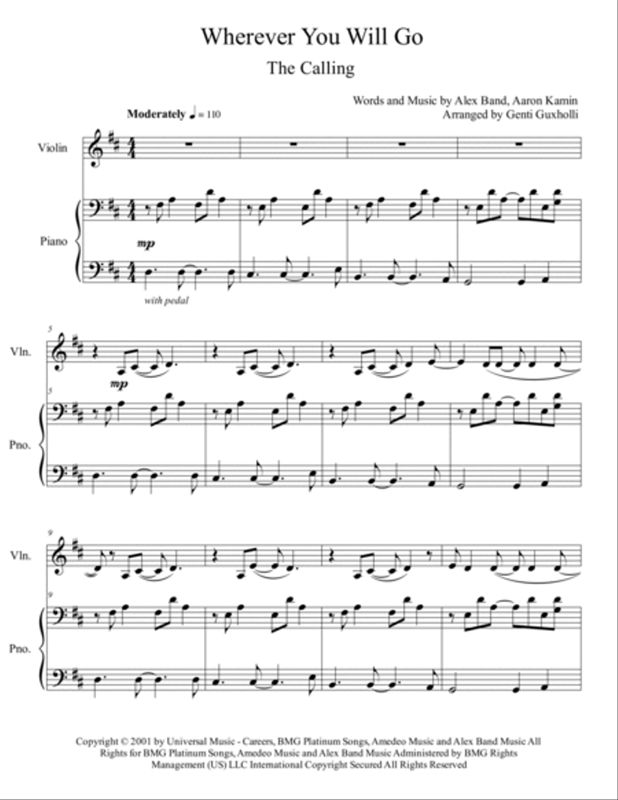 Wherever You Will Go Violin Solo scores gallery preview page 2