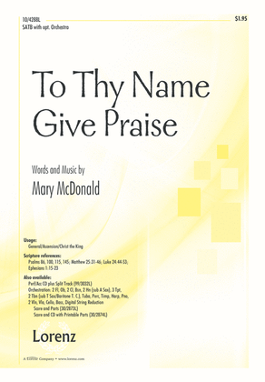 Book cover for To Thy Name Give Praise