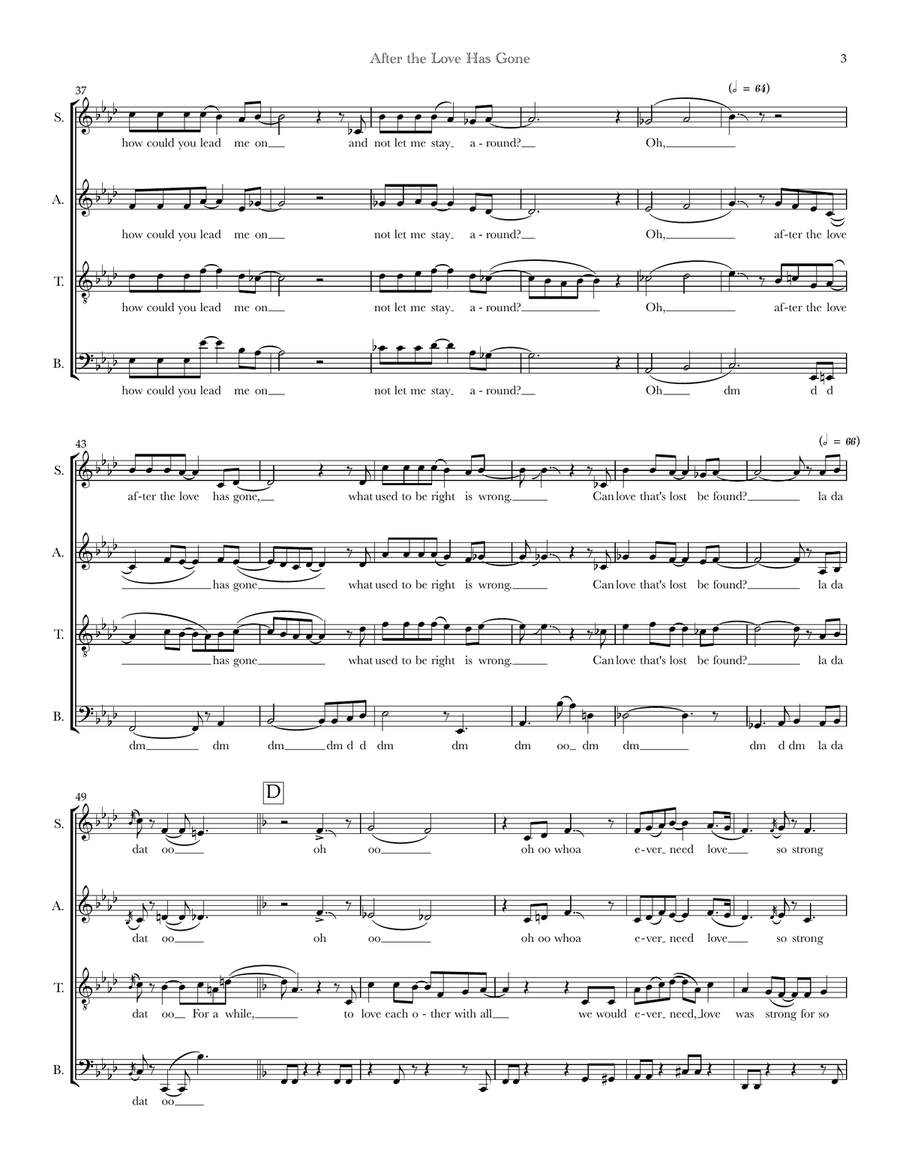 After The Love Has Gone 4-Part scores gallery preview page 3