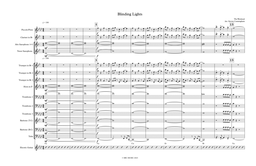 Blinding Lights Marching Band scores gallery preview page 1