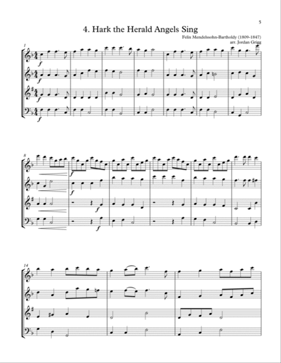 14 Christmas Carols (arranged for Wind Quartet) 14 Christmas Carols (arranged for Wind Quartet) Woodwind Quartet scores gallery preview page 5