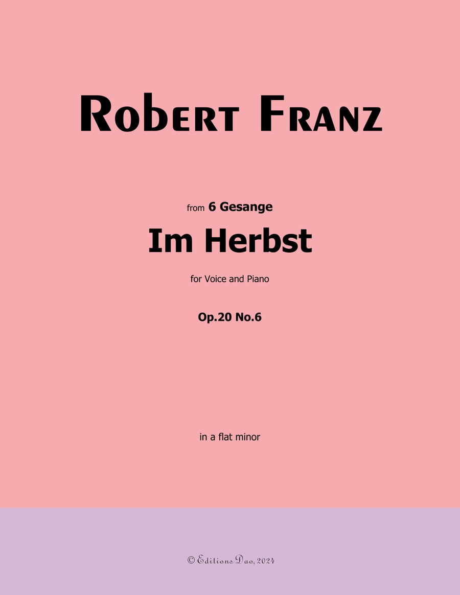 Im Herbst, by Robert Franz, in a flat minor Voice scores gallery preview page 1