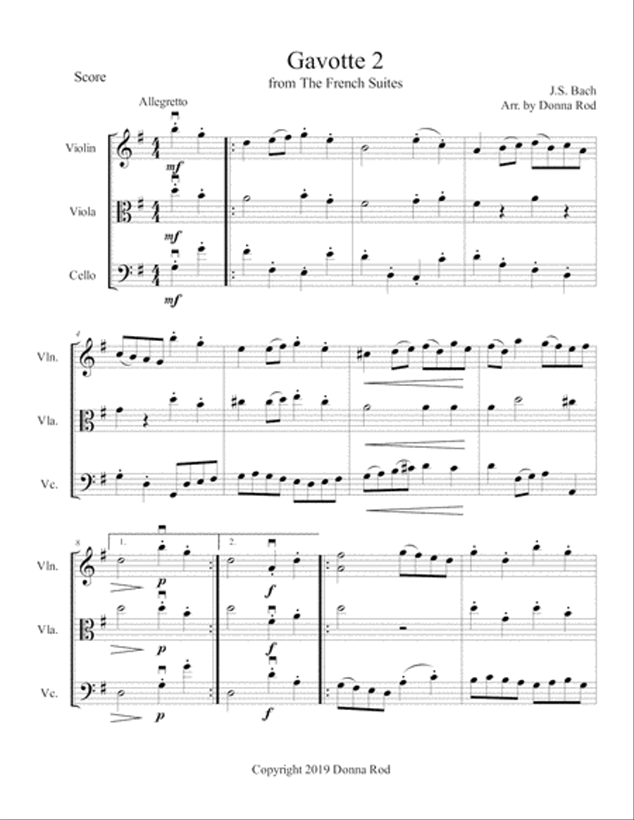 Gavotte 2 String Trio scores gallery preview page 2