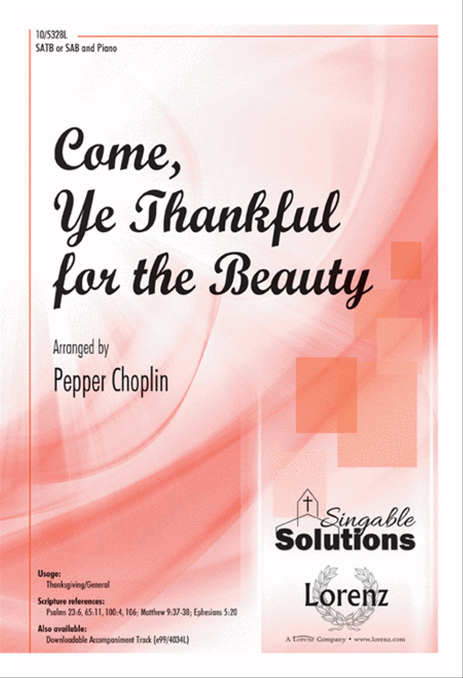 Come, Ye Thankful for the Beauty 4-Part scores gallery preview page 1