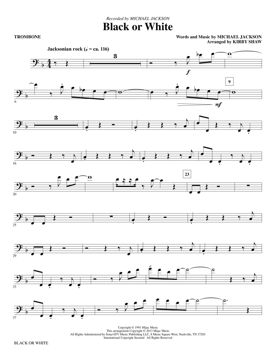 Black or White - Trombone Choir scores gallery preview page 1