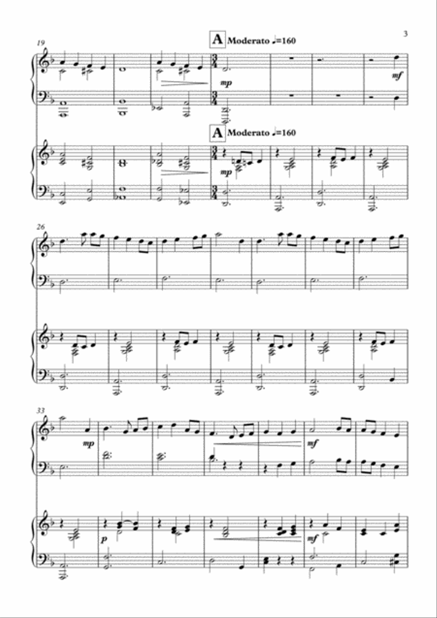 God Rest You Merry Gentlemen, Christmas Carol Variations for 2 pianos, 4 hands by Simon Peberdy 2 Pianos, 4-Hands scores gallery preview page 3