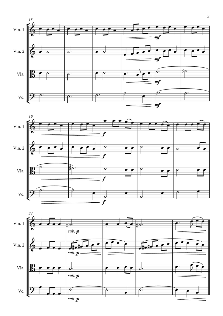Fantasia on the Ukrainian Bell Carol - for String Quartet String Quartet scores gallery preview page 3