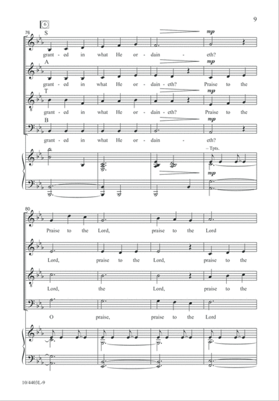 Praise to the Lord, the Almighty 4-Part scores gallery preview page 9