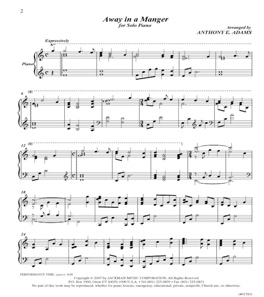 Away in a Manger - PS Piano Solo scores gallery preview page 2