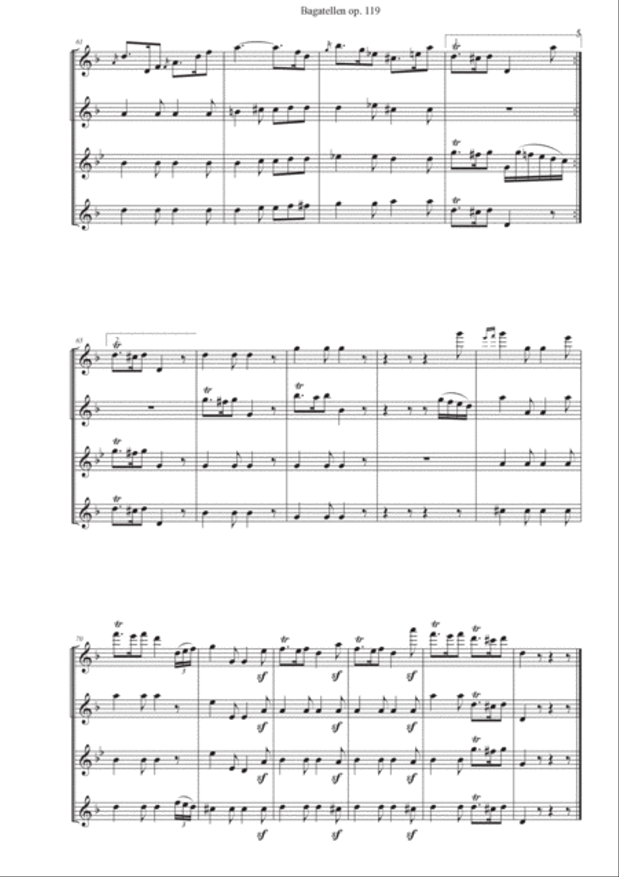Beethoven Bagatellen op. 119 no 9,11,5,8 Woodwind Ensemble scores gallery preview page 5