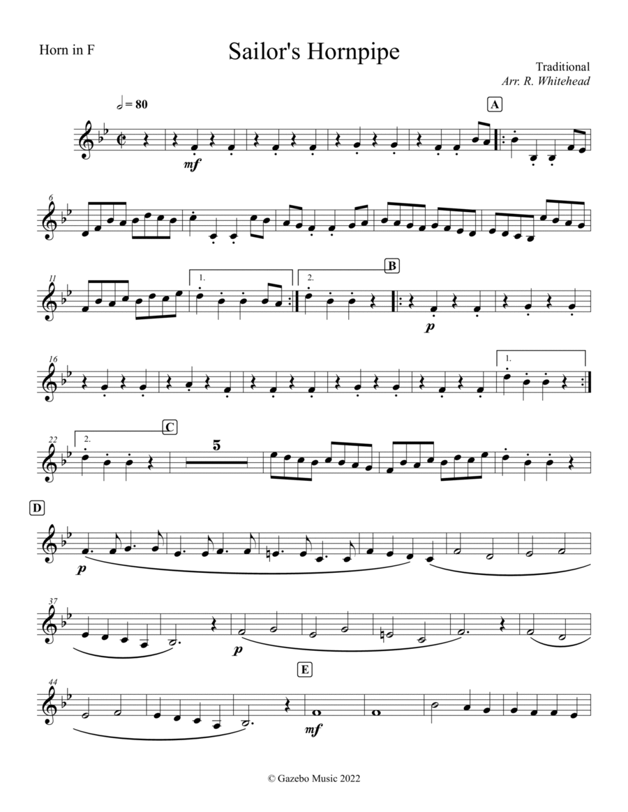 Sailor's Hornpipe Brass Ensemble scores gallery preview page 1