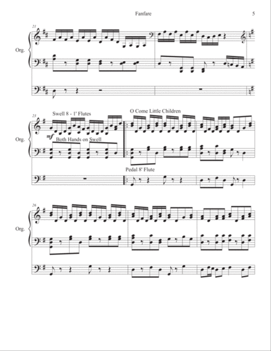 Fanfare (Lemmens) with O Come Little Children ORGAN Solo Organ Solo scores gallery preview page 5