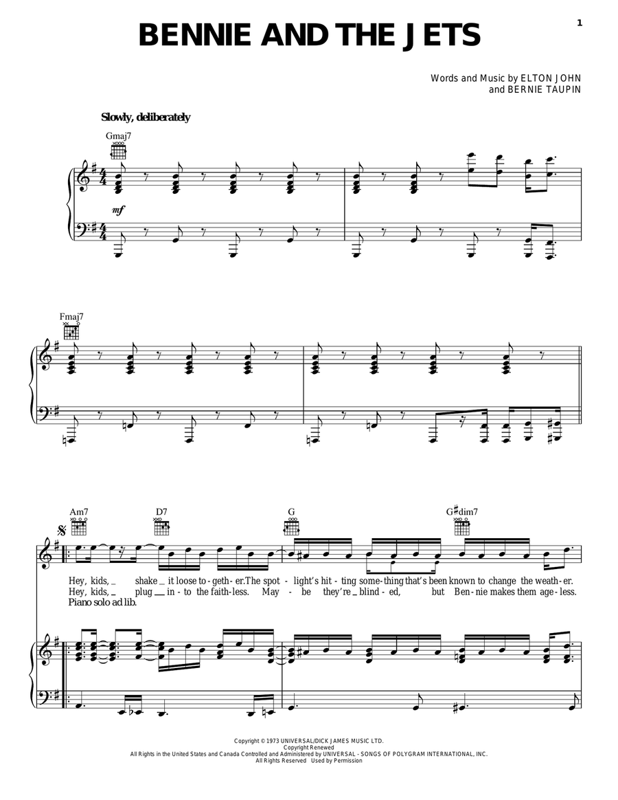 Bennie And The Jets Acoustic Guitar scores gallery preview page 1