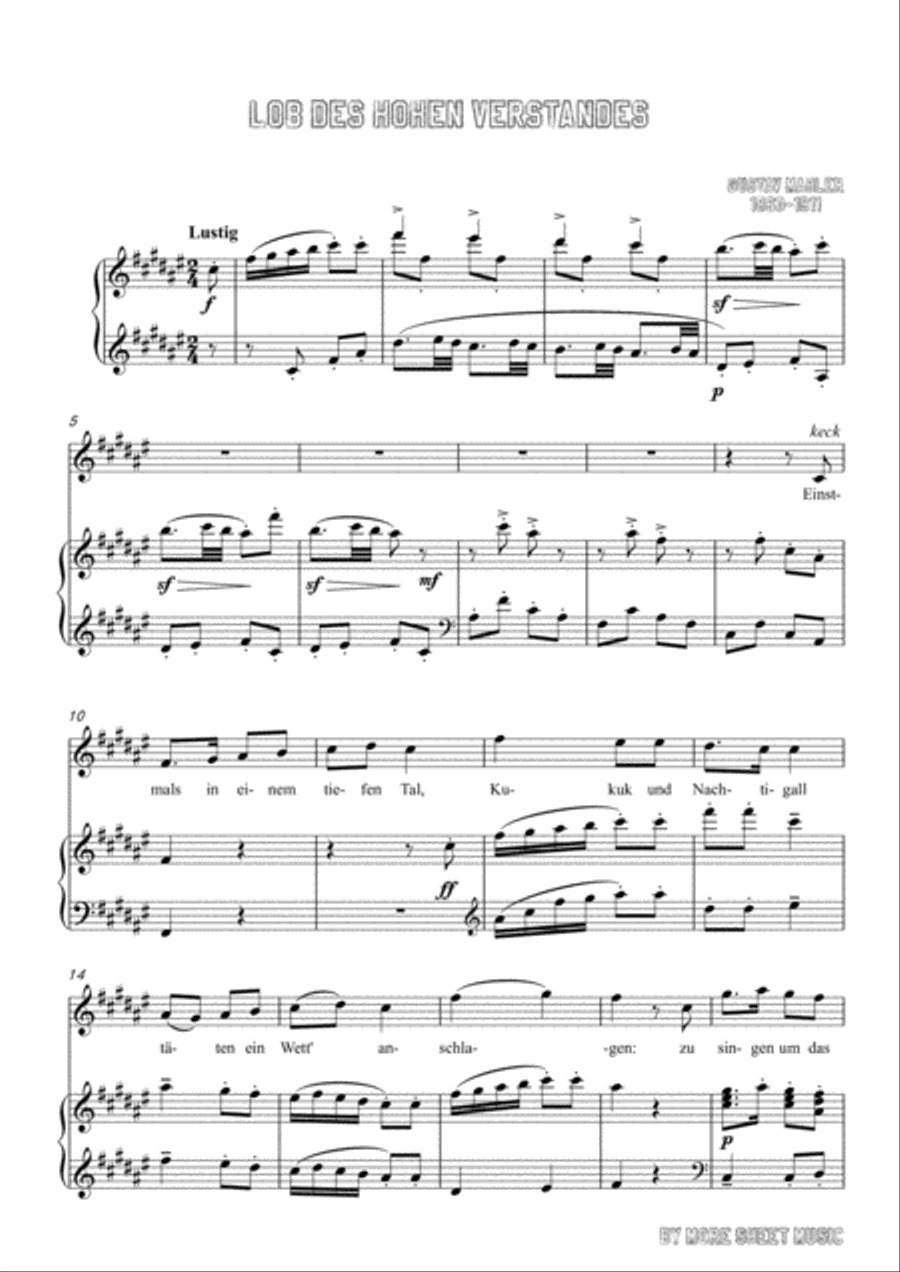 Mahler-Lob des hohen Verstandes in F sharp Major,for Voice and Piano Voice Solo scores gallery preview page 3