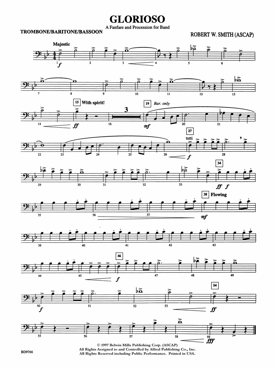 Glorioso (A Fanfare and Procession for Band): 1st Trombone