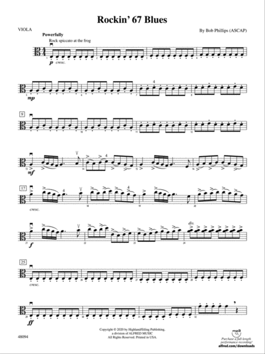 Rockin' 67 Blues: Viola String Orchestra scores gallery preview page 1