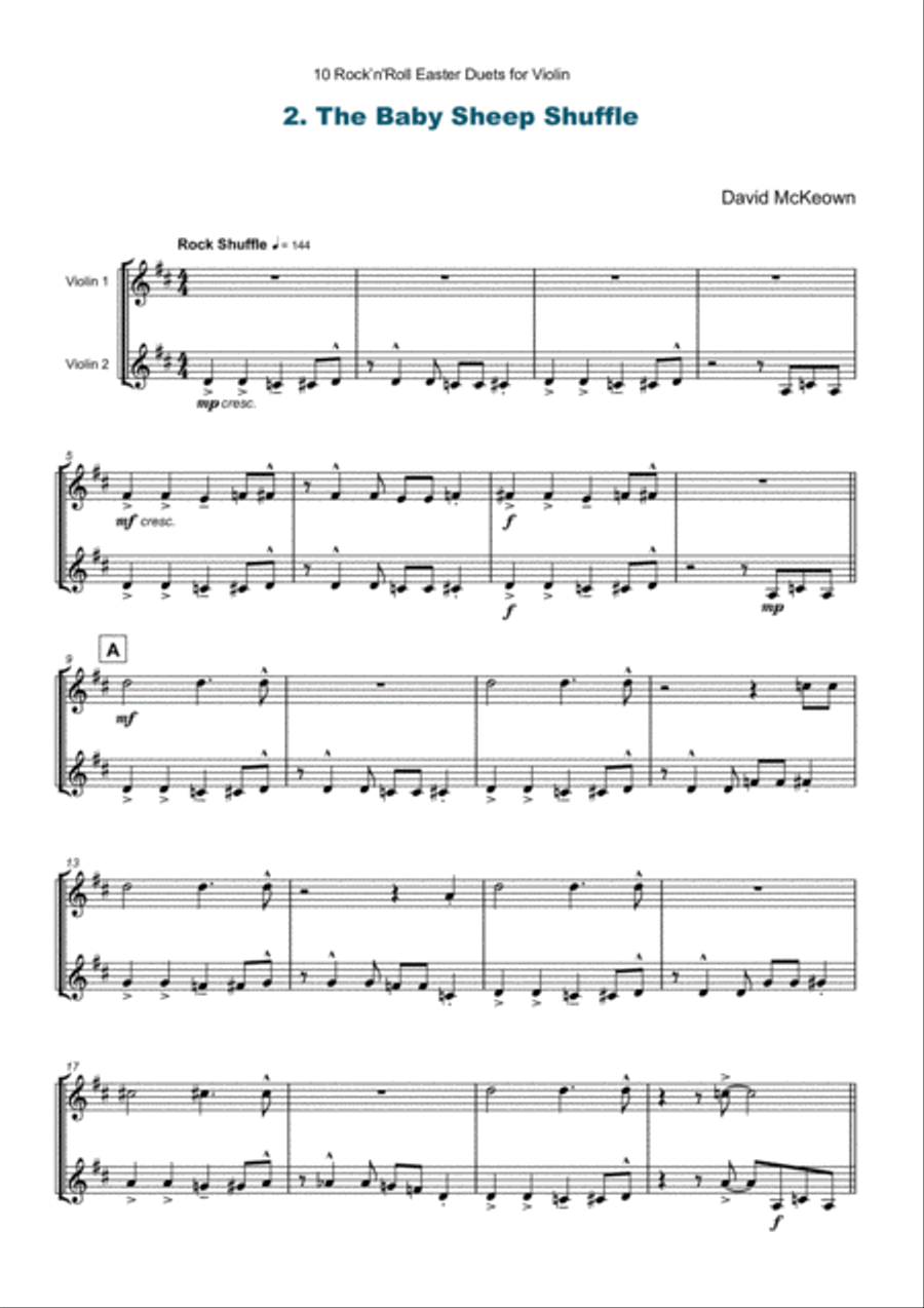 10 Easter Rock'n'Roll Duets for Violin String Duet scores gallery preview page 5