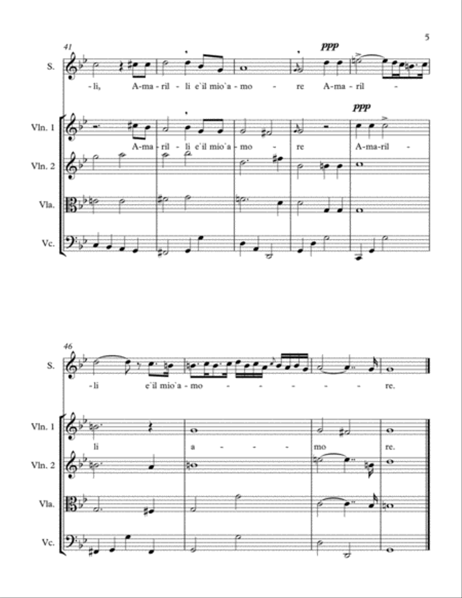 Amarilli, mia bella Amarilli, mia bella Chamber Orchestra scores gallery preview page 5