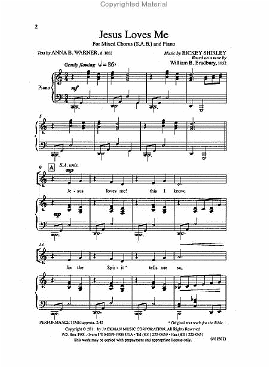 Jesus Loves Me - SAB 3-Part scores gallery preview page 2