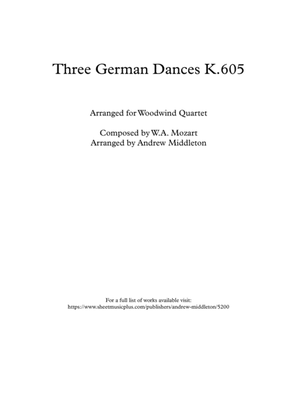 Three German Dances K.605 arranged for Wind Quartet