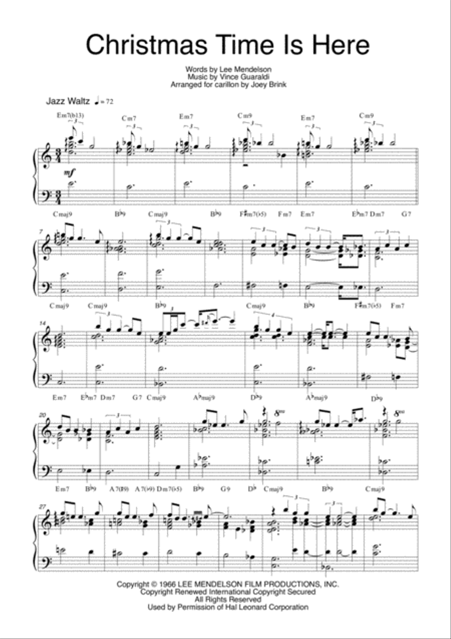 Christmas Time Is Here Glockenspiel scores gallery preview page 1