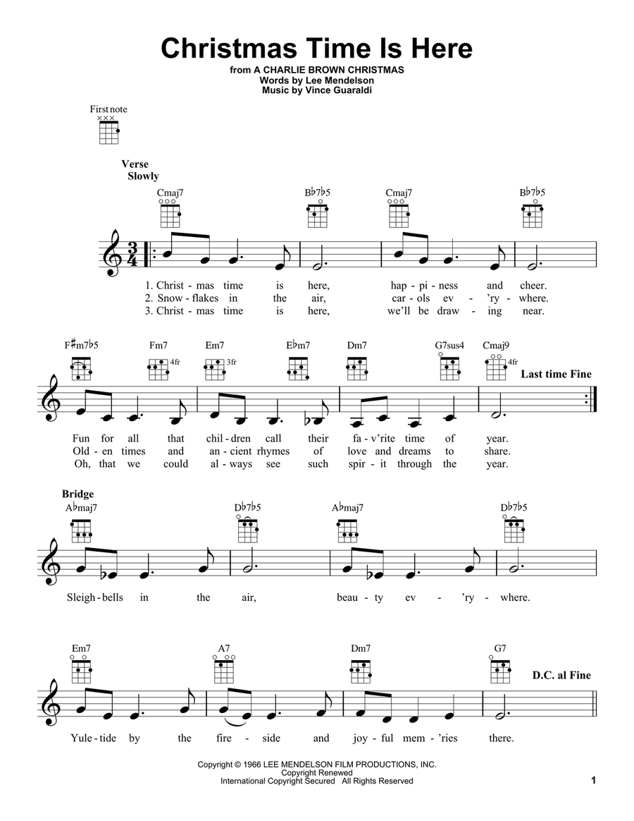 Christmas Time Is Here Ukulele scores gallery preview page 1