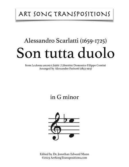 SCARLATTI: Son tutta duolo (transposed to G minor)