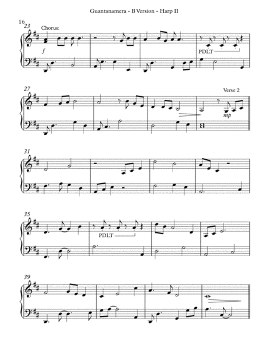Guantanamera Celtic Harp scores gallery preview page 3