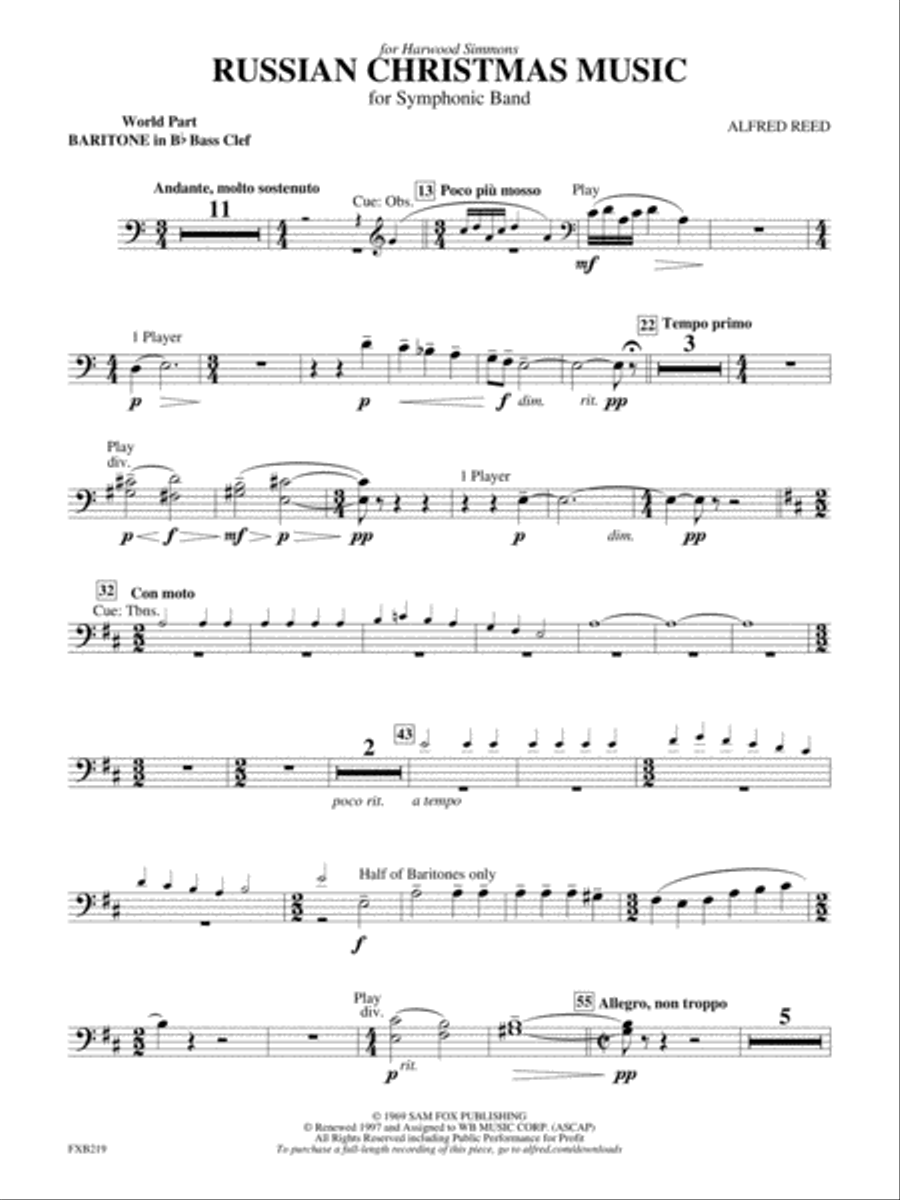 Russian Christmas Music: (World Part) B-flat Baritone B.C. Concert Band scores gallery preview page 1