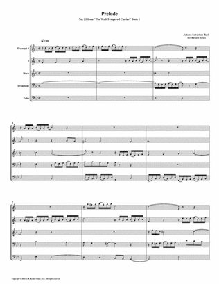 Prelude 23 from Well-Tempered Clavier, Book 1 (Brass Quintet)