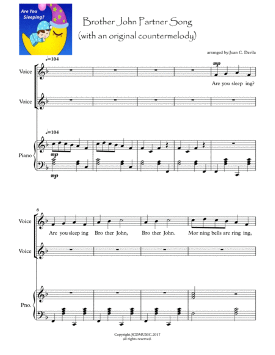 Brother John Partner Song with an original countermelody Choir scores gallery preview page 1