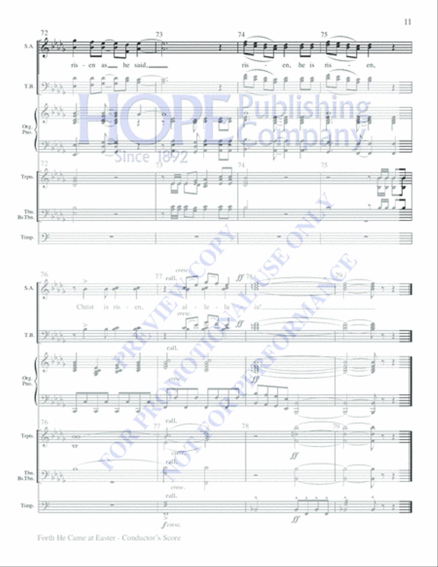 Forth He Came at Easter 4-Part scores gallery preview page 11