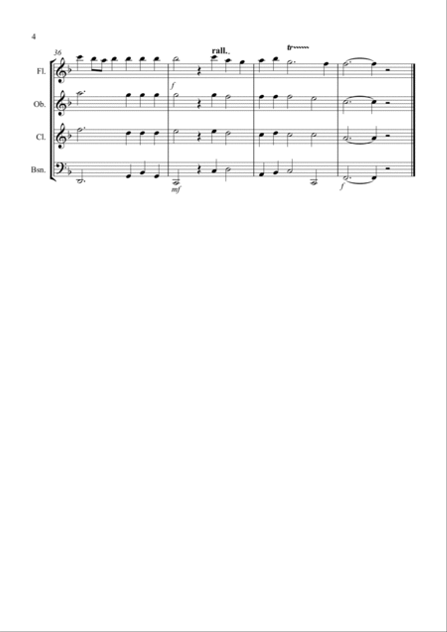 Hornpipe from Handel's Water Music for Wind Quartet Woodwind Quartet scores gallery preview page 4