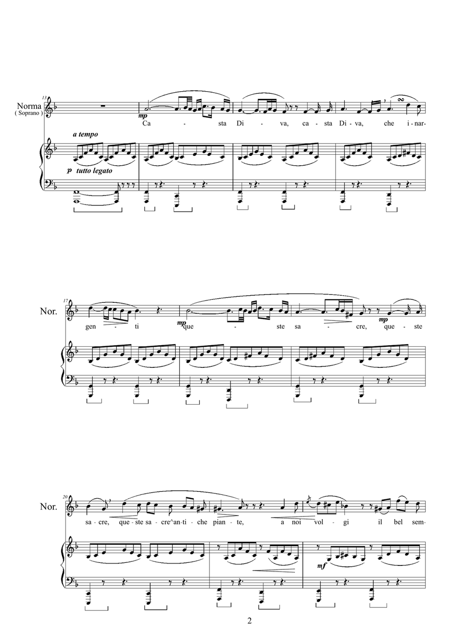 Bellini-Norma (Act1) Casta Diva - Soprano solo, Chorus SSTB) and Piano Choir scores gallery preview page 2