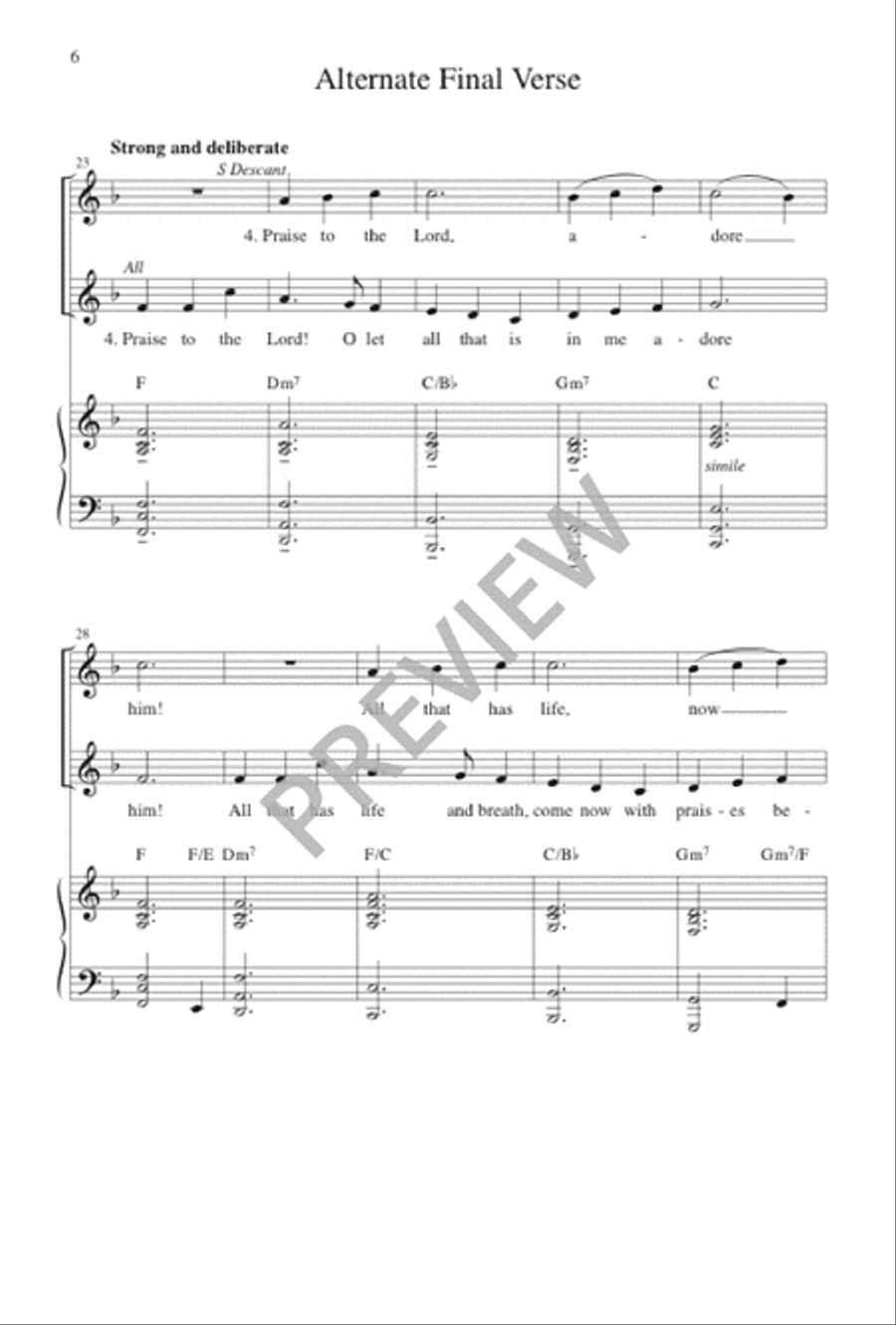 Praise to the Lord, the Almighty 3-Part scores gallery preview page 7