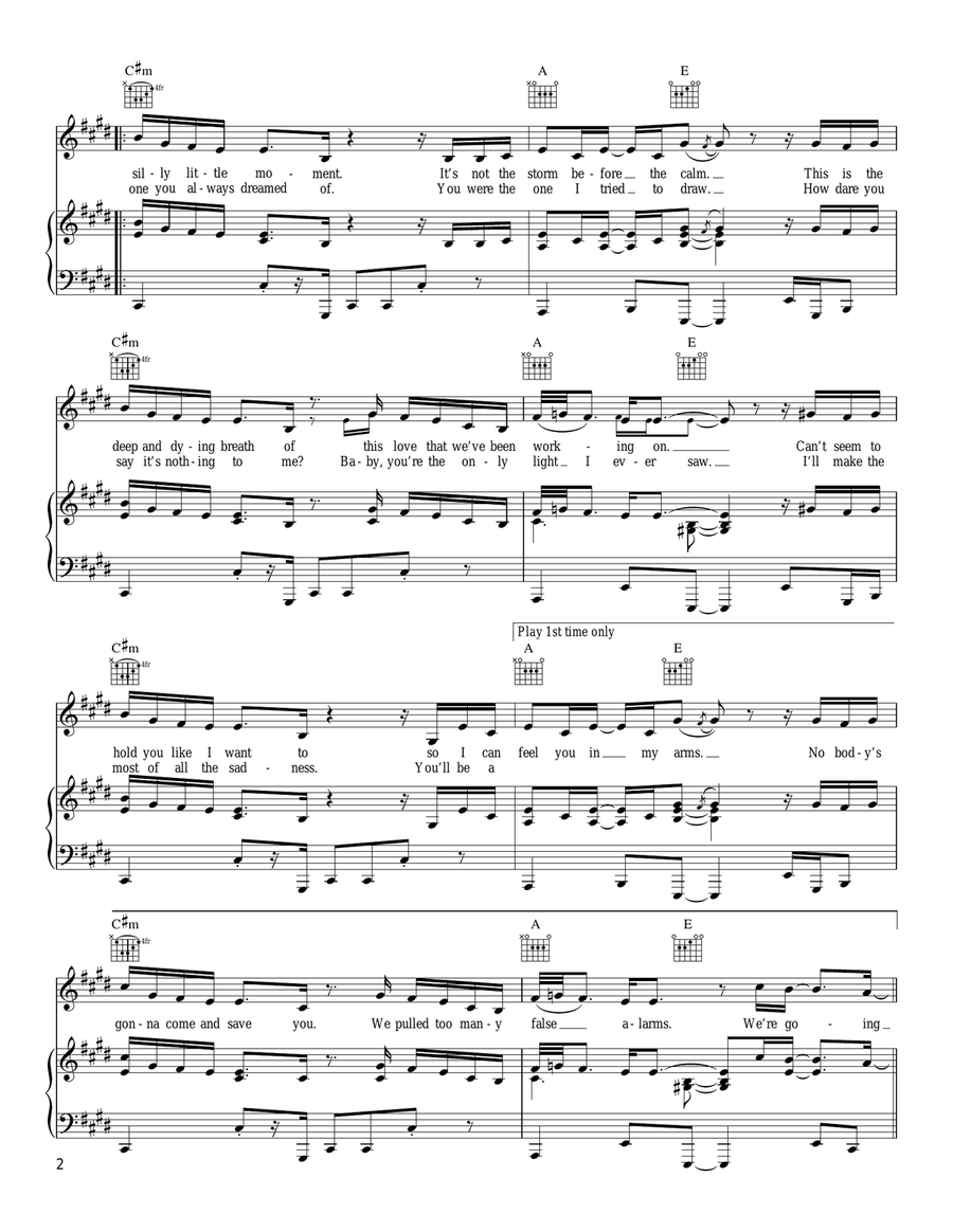 Slow Dancing In A Burning Room Piano, Vocal, Guitar scores gallery preview page 2