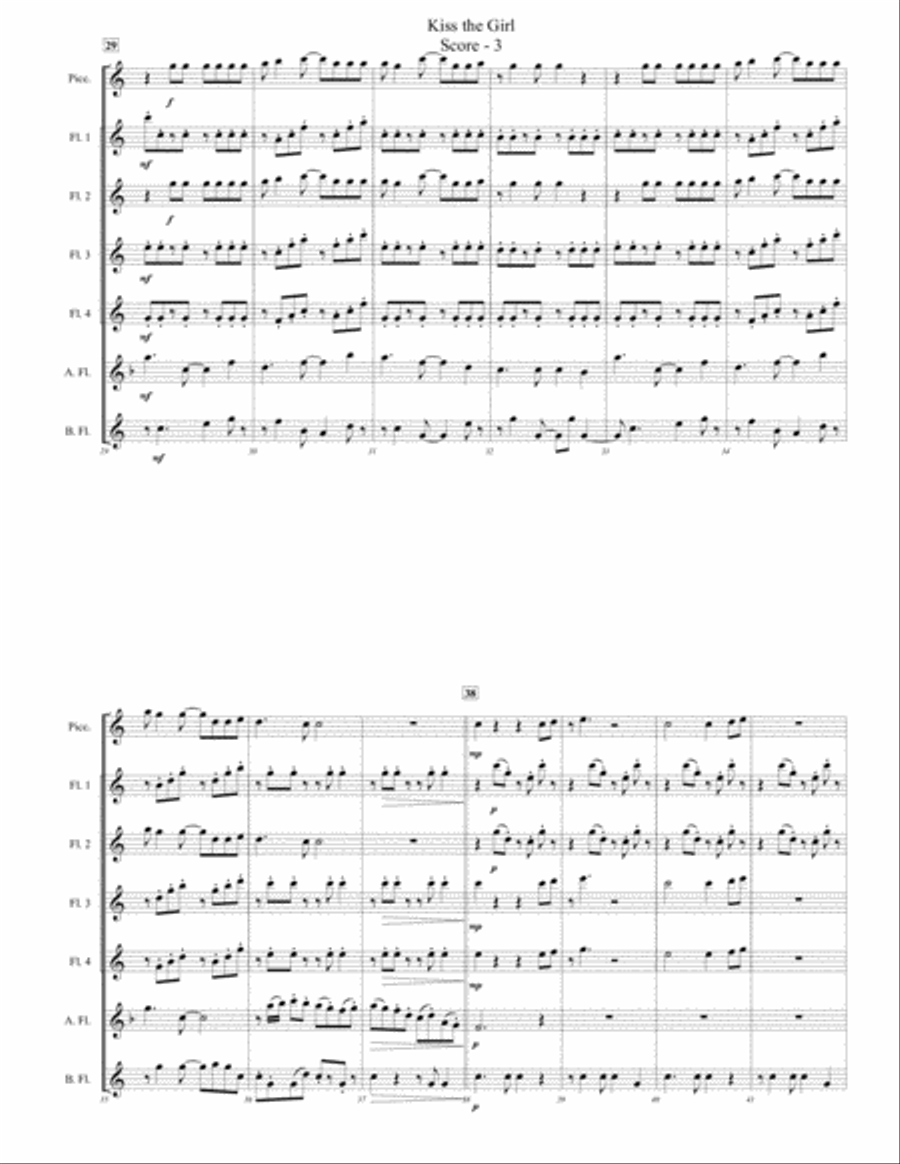 Kiss The Girl Flute Choir scores gallery preview page 3