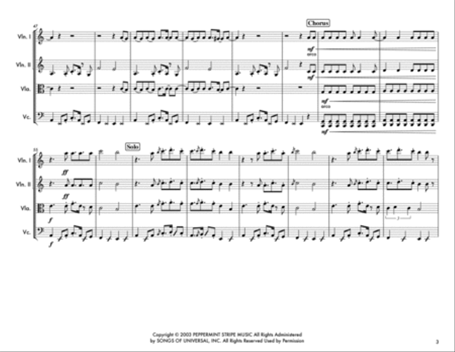 Seven Nation Army String Quartet scores gallery preview page 3