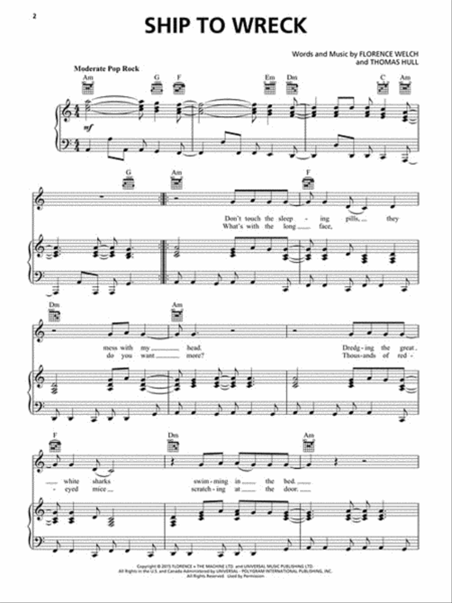 Florence + the Machine - How Big, How Blue, How Beautiful Piano, Vocal, Guitar scores gallery preview page 3