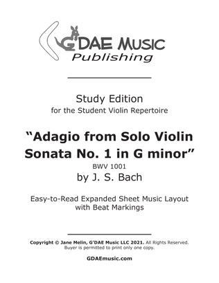 Book cover for Bach - Study Edition of Violin Sonata No. 1 Adagio