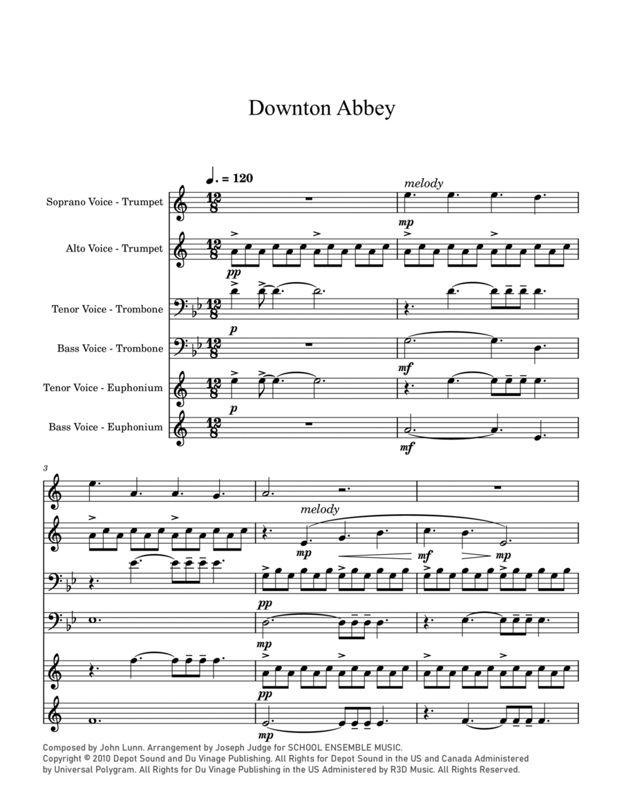 Downton Abbey (theme) Downton Abbey (theme) Chamber Music scores gallery preview page 1