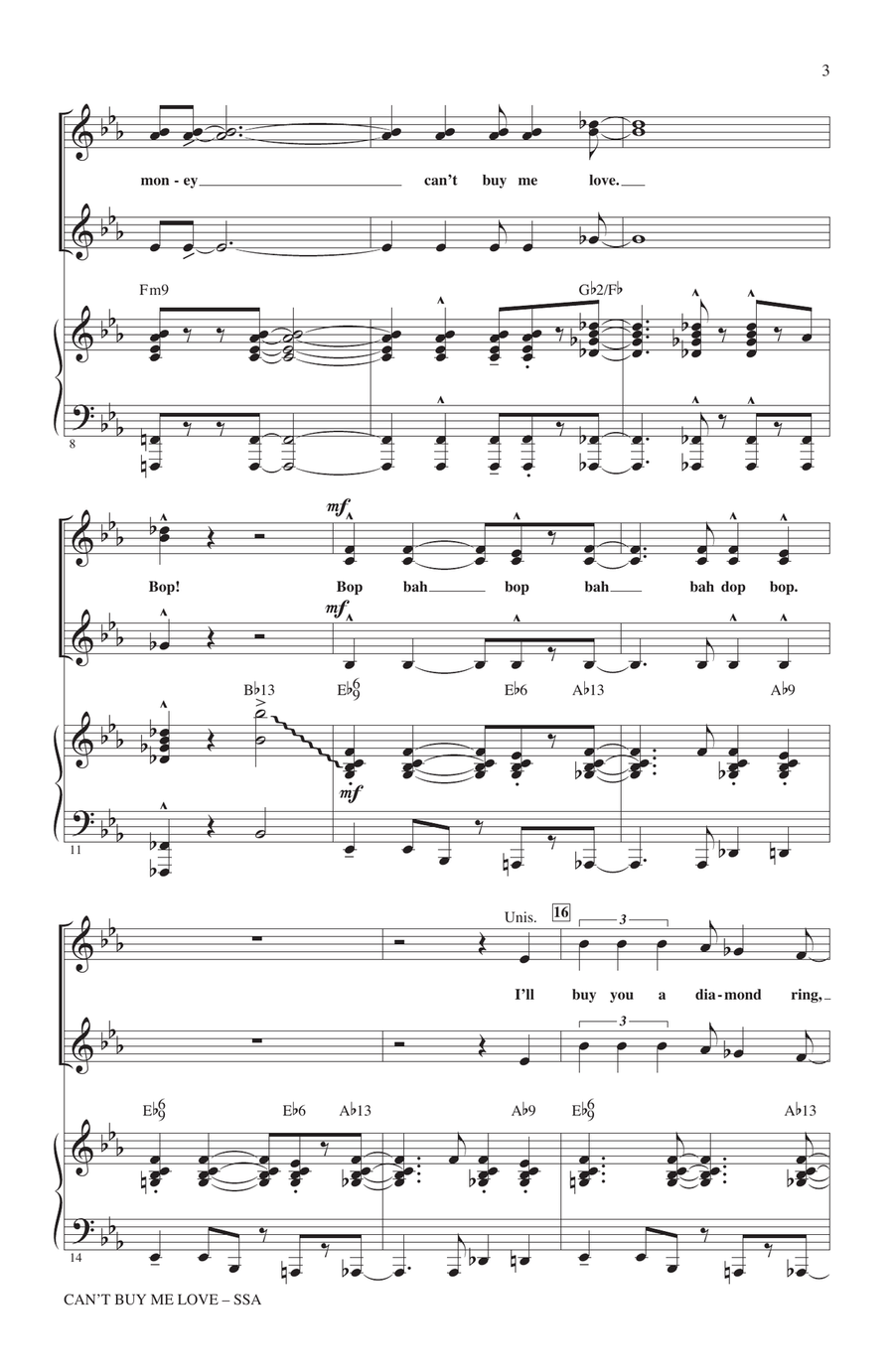 Can't Buy Me Love (arr. Kirby Shaw) SSA scores gallery preview page 2