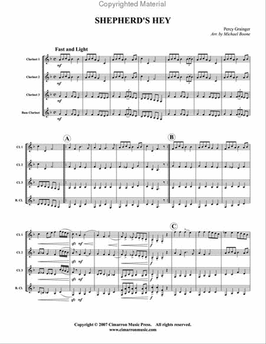 Shepherd's Hey Shepherd's Hey Clarinet Quartet scores gallery preview page 2