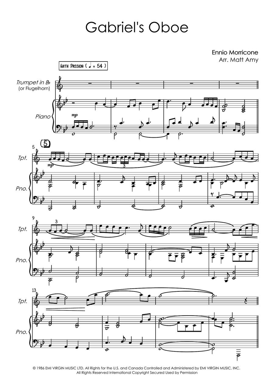 Gabriel's Oboe Trumpet Solo scores gallery preview page 1