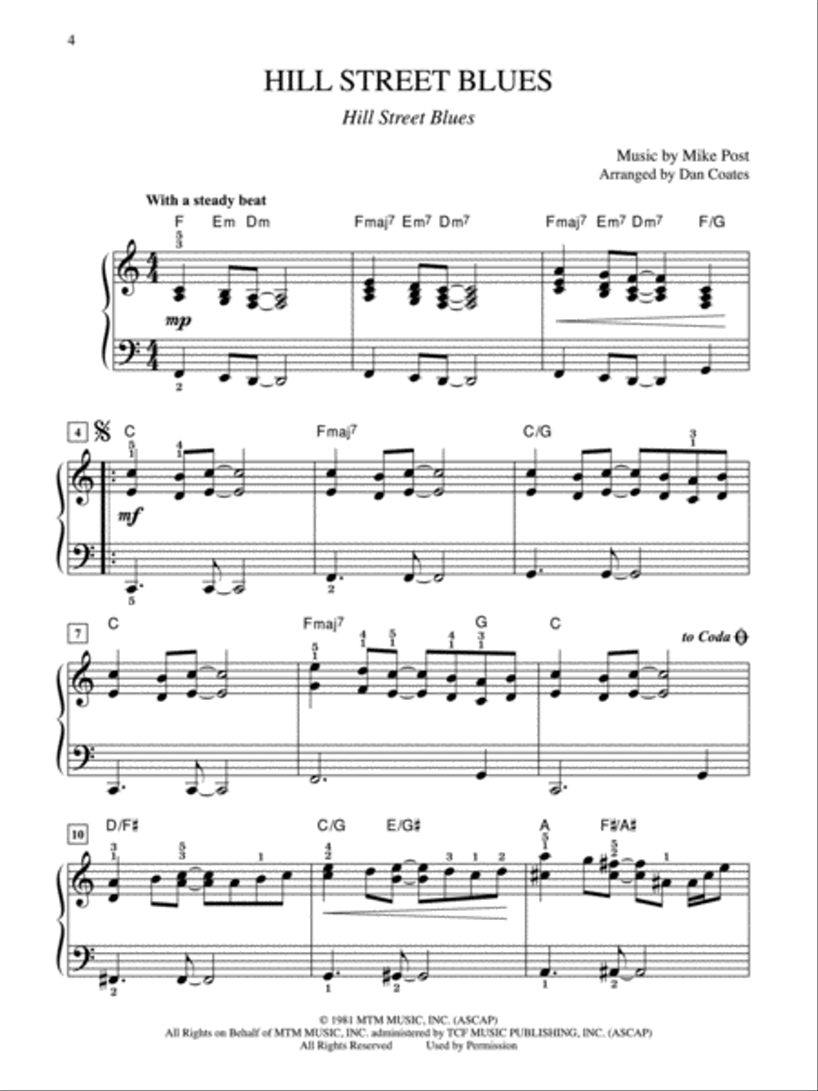 10 for 10 Sheet Music TV Themes Easy Piano scores gallery preview page 3