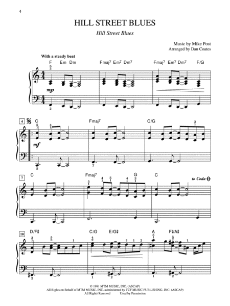 10 for 10 Sheet Music TV Themes