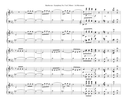 Beethoven - Fifth Symphony - First Movement - arranged for Five Pianos