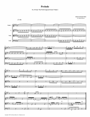 Prelude 15 from Well-Tempered Clavier, Book 2 (String Quartet)