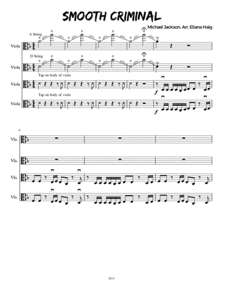 Smooth Criminal for Viola Quartet or Viola Ensemble image number null